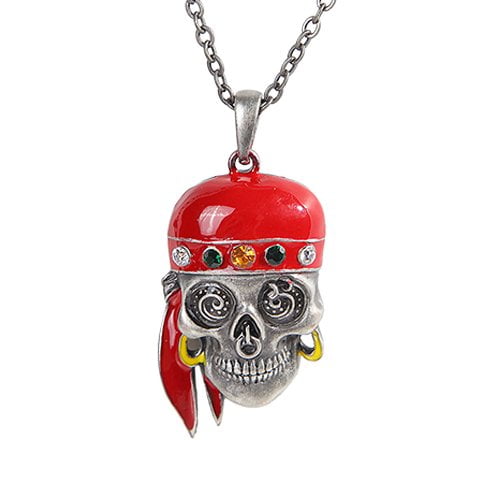 Silvertone Alloy Metal Pirate Skull Pendant Jewelry